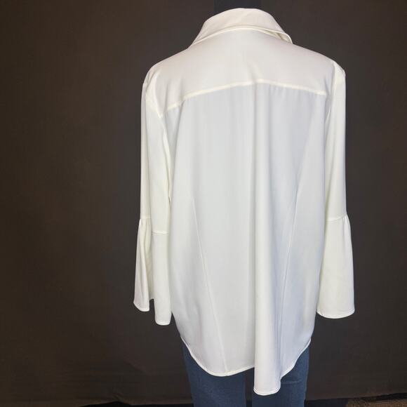 Lisette Montréal Women’s White Bell Sleeve Button-Up Top Size XL - Picture 6 of 11